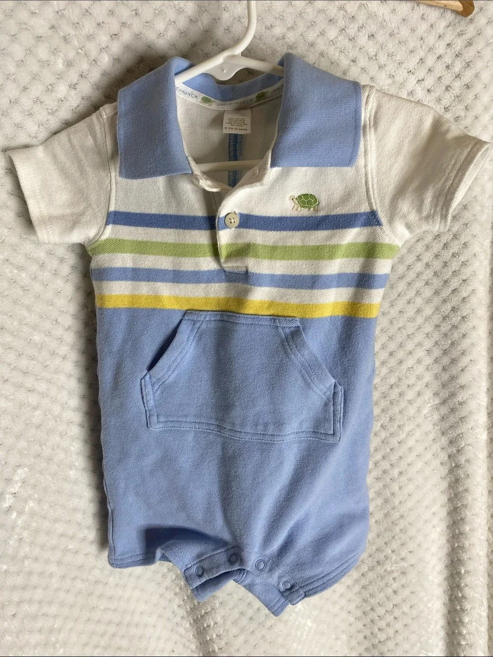 Janie and Jack Vintage Polo Romper with Turtle and Stripes